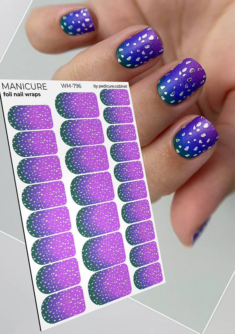 Pedicure cabinet manicure nail wraps with silver foil [WM-796]
