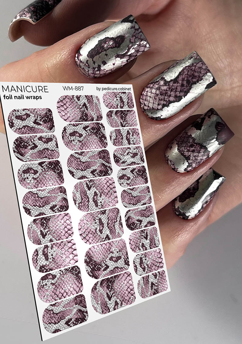 Pedicure cabinet manicure nail wraps with silver foil [WM-887]
