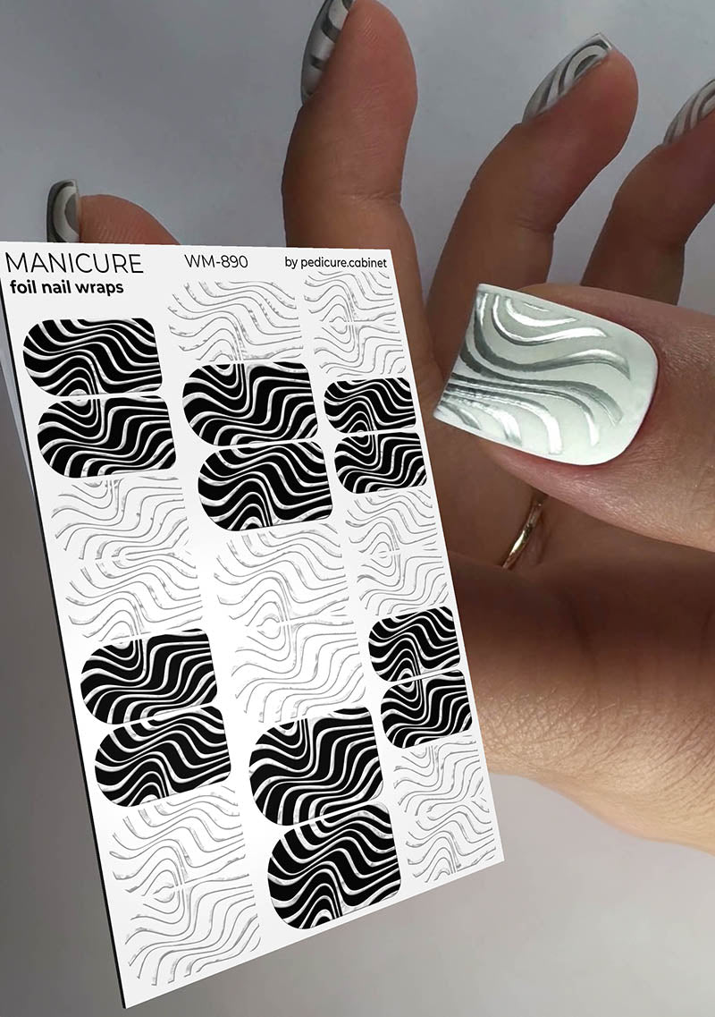 Pedicure cabinet manicure nail wraps with silver foil [WM-890]