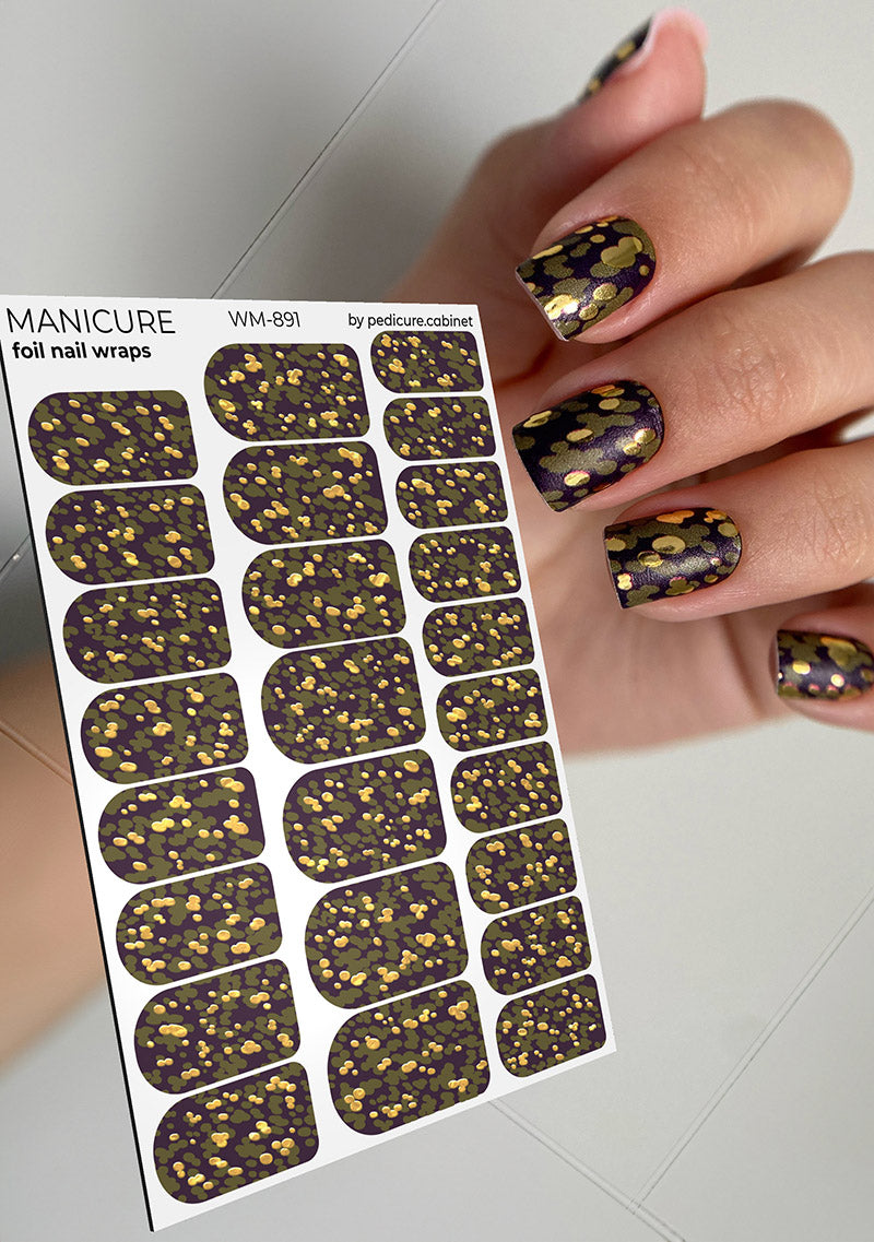 Pedicure cabinet manicure nail wraps with gold foil [WM-891]
