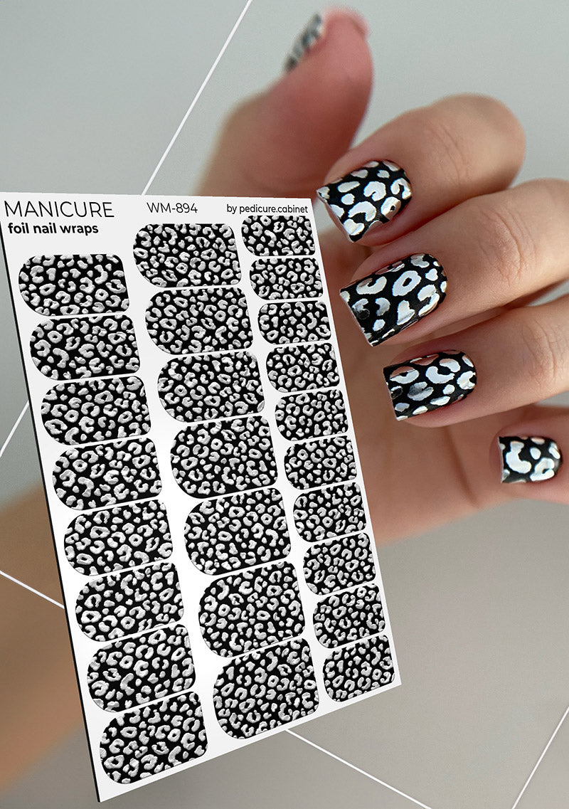 Pedicure cabinet manicure nail wraps with silver foil [WM-894]
