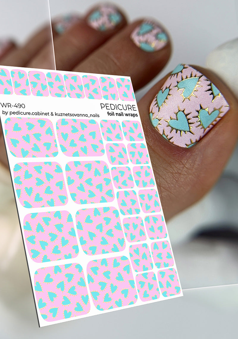 Pedicure cabinet pedicure nail wraps with gold foil [WR-490] 