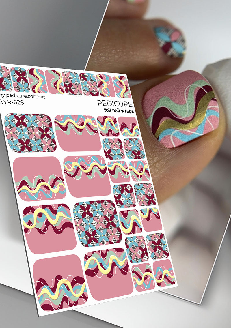 Pedicure cabinet pedicure nail wraps with colored foil [WR-628]
