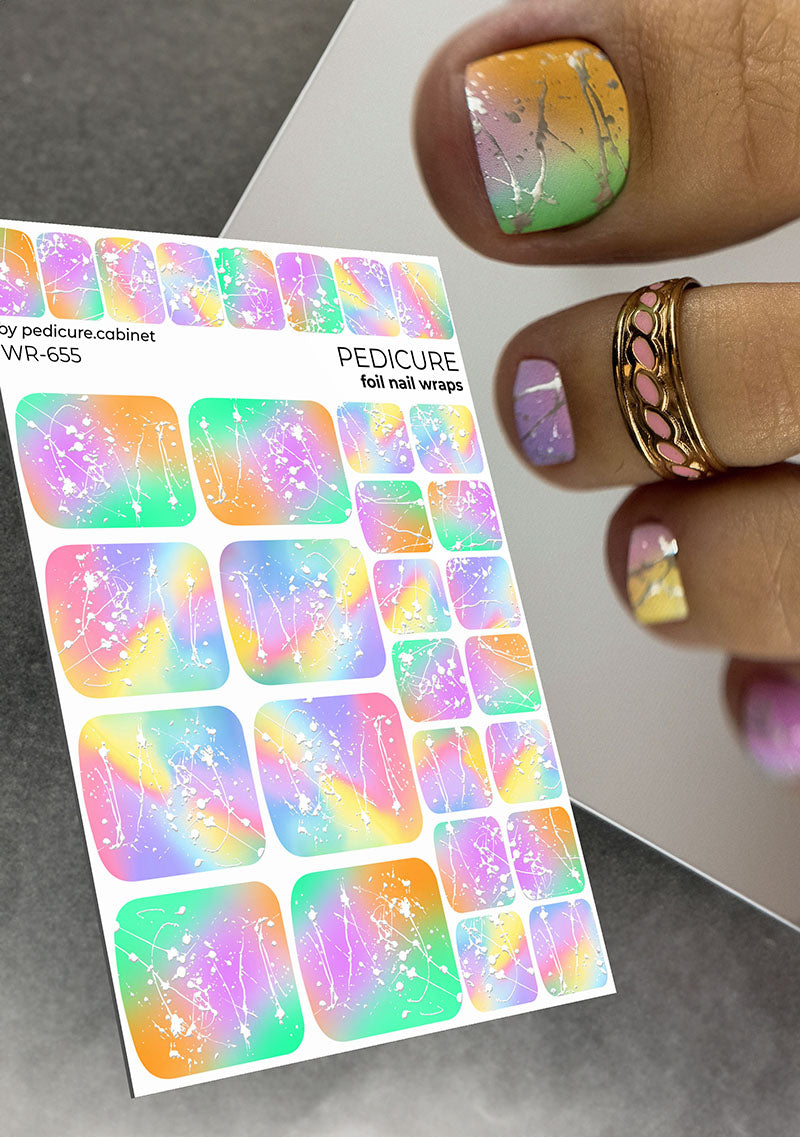 Pedicure cabinet pedicure nail wraps with silver foil [WR-655]