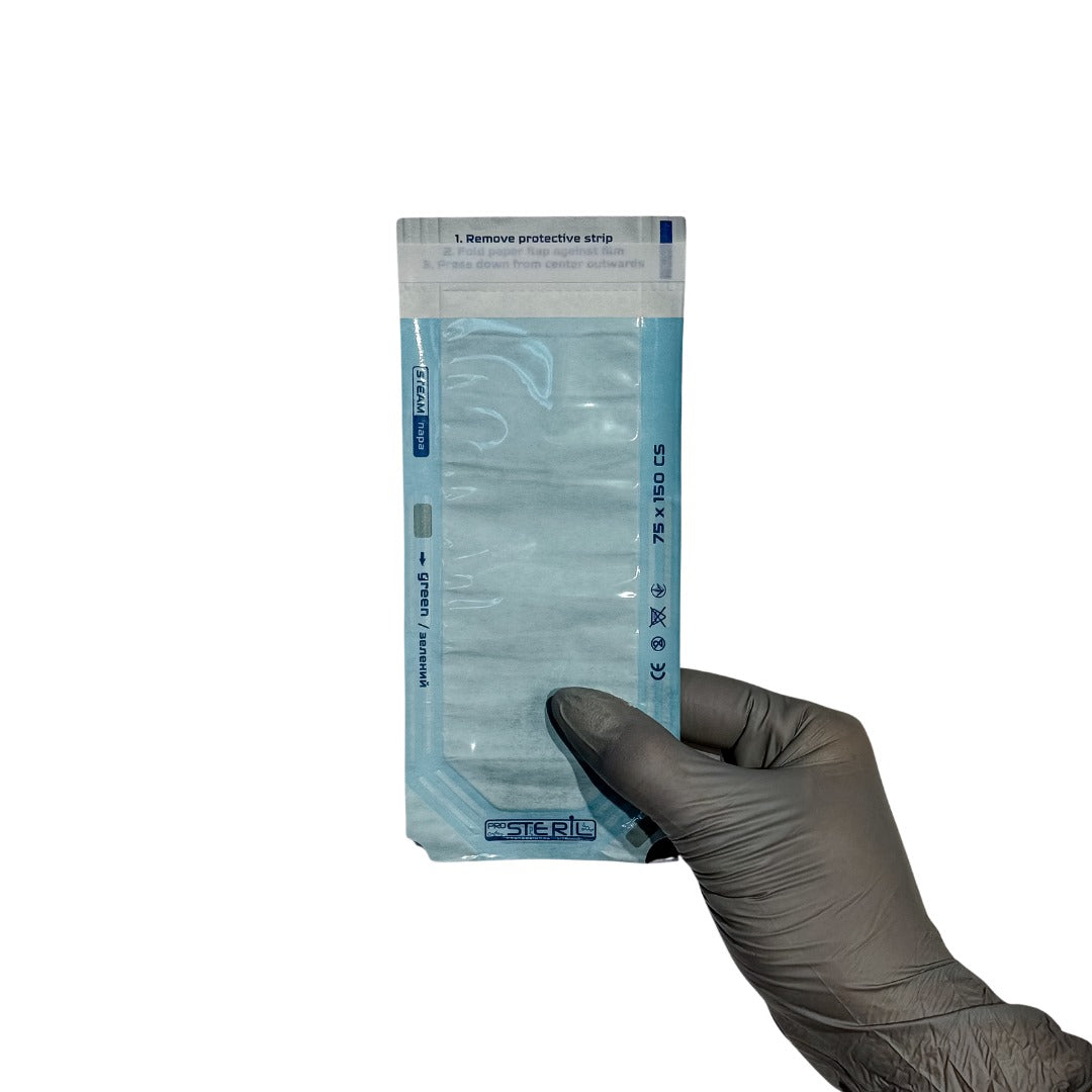 Sacs de stérilisation pour autoclave ProSteril 75 x 150 mm, CS, transparents avec indicateur, 100 pièces.