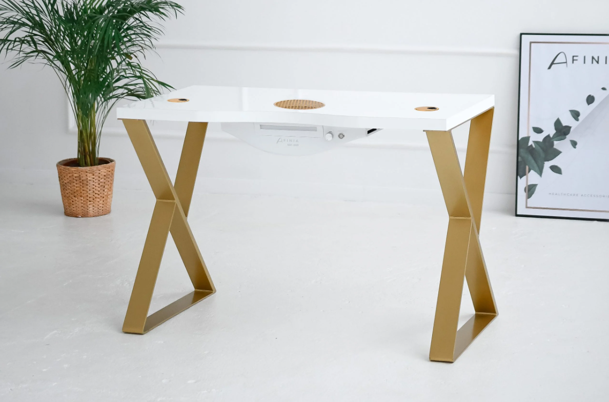 Table de manucure Afinia Art Deco X Gold avec aspirateur intégré NDC 2000