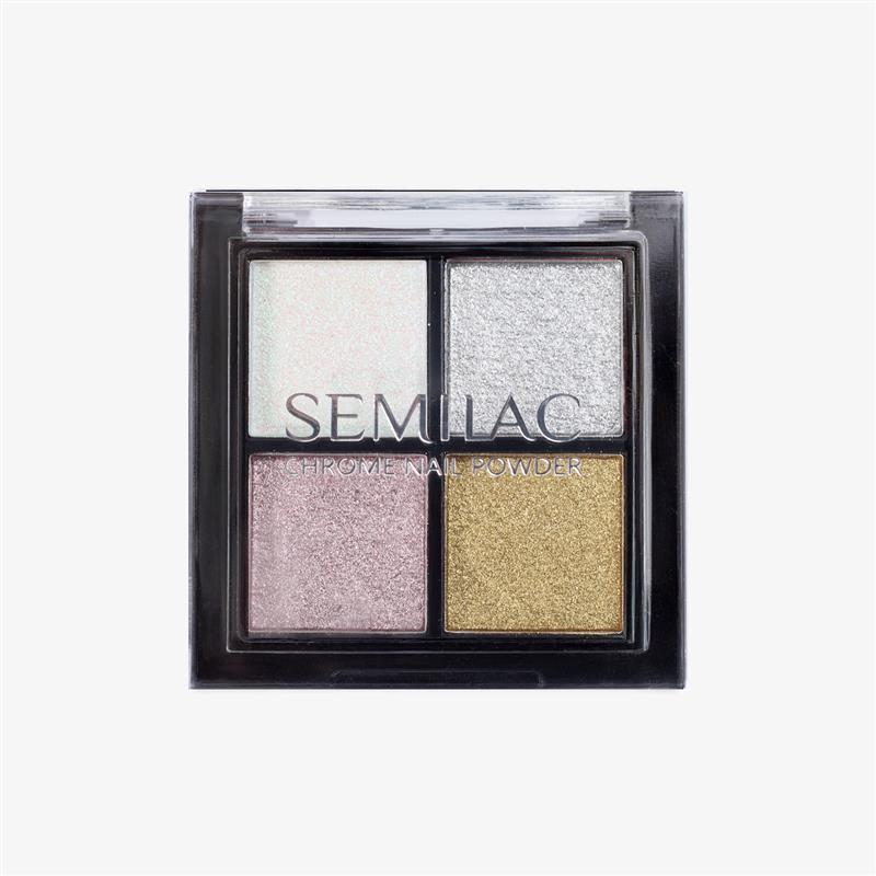 Palette Chrome de poudre à ongles pressée Semilac 01