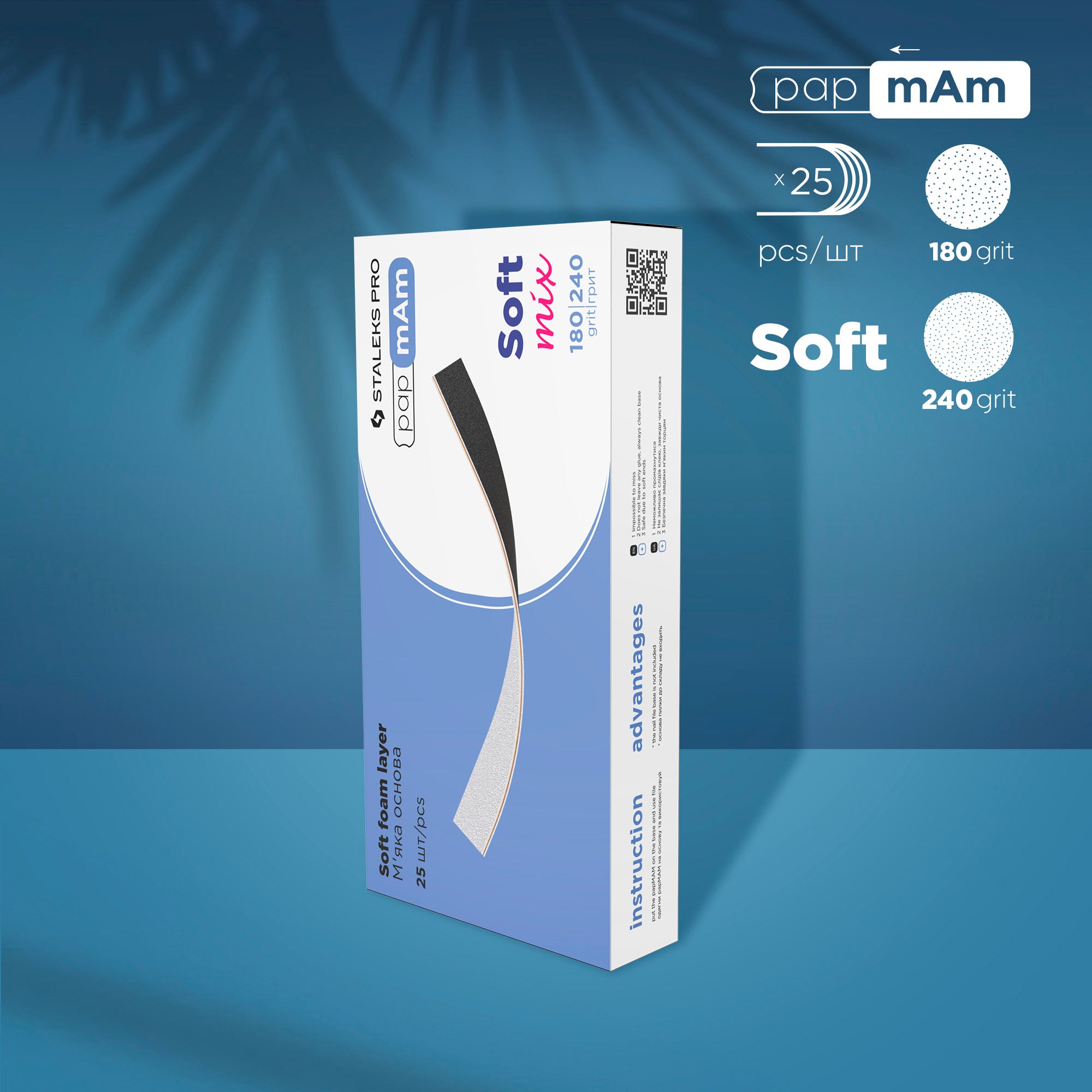 STALEKS PapMam interchangeable files for straight base on soft base MIX (25pcs.) [DFCEMIX-20-180/240]