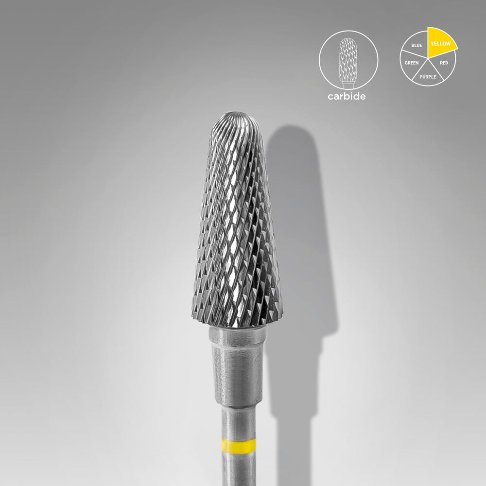 STALEKS Fraise en carbure conique jaune, diamètre 6 mm / partie active 14 mm [FT70Y060/14]