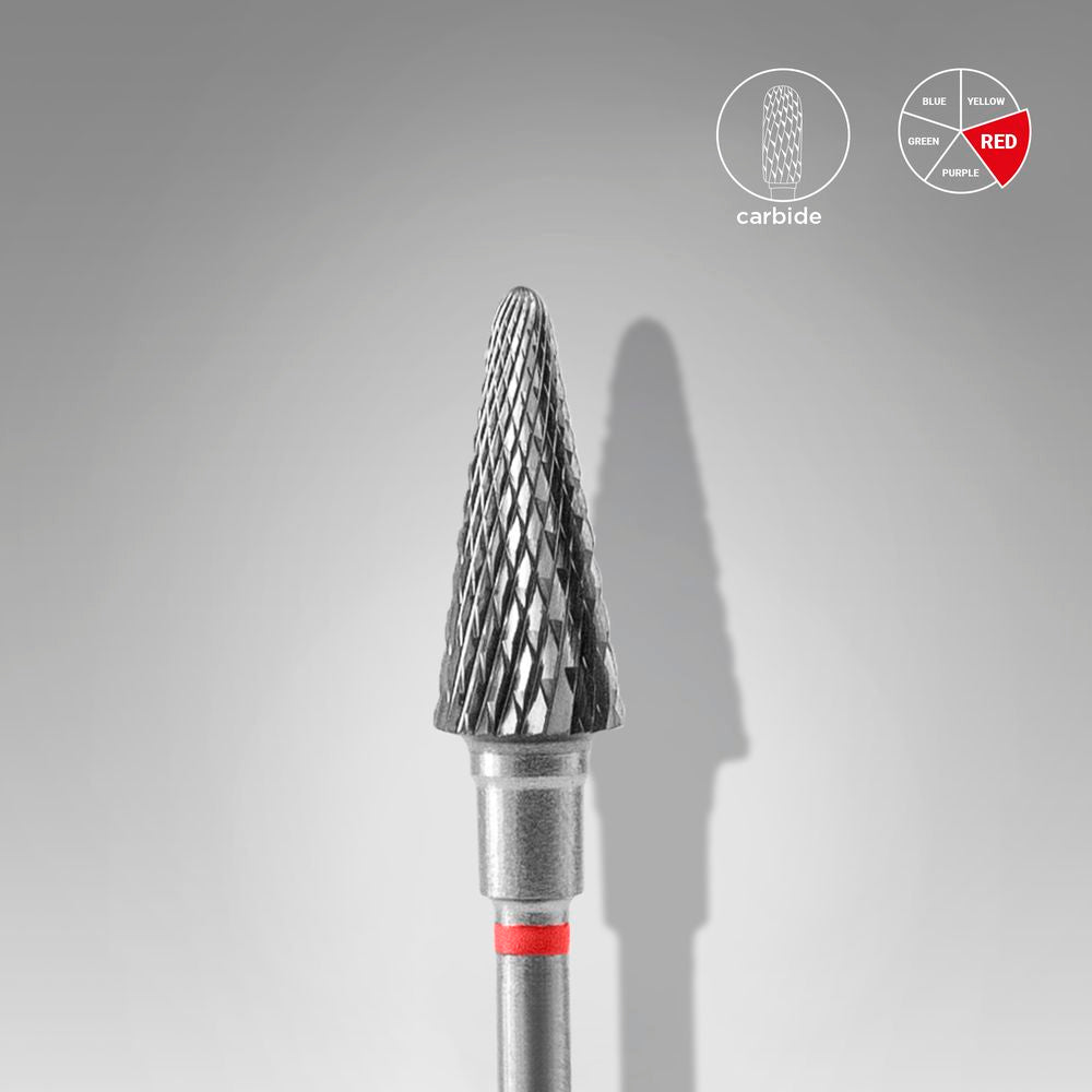STALEKS Fraise en carbure pour enlèvement conique, rouge, diamètre 6 mm / partie active 14 mm  [FT71R060/14]