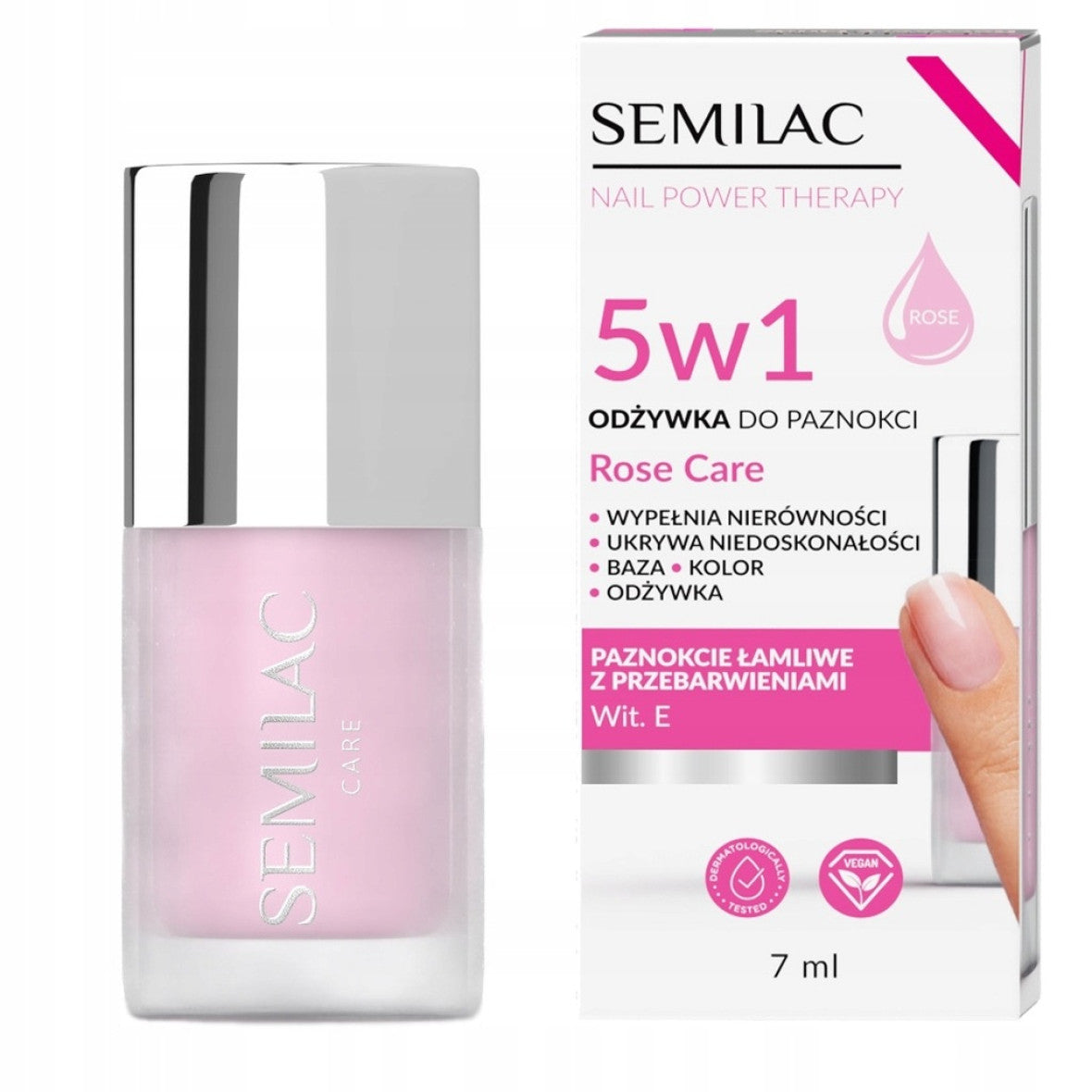 Semilac Soin des ongles Nail Power Therapy 5 en 1 Rose Care 7 ml