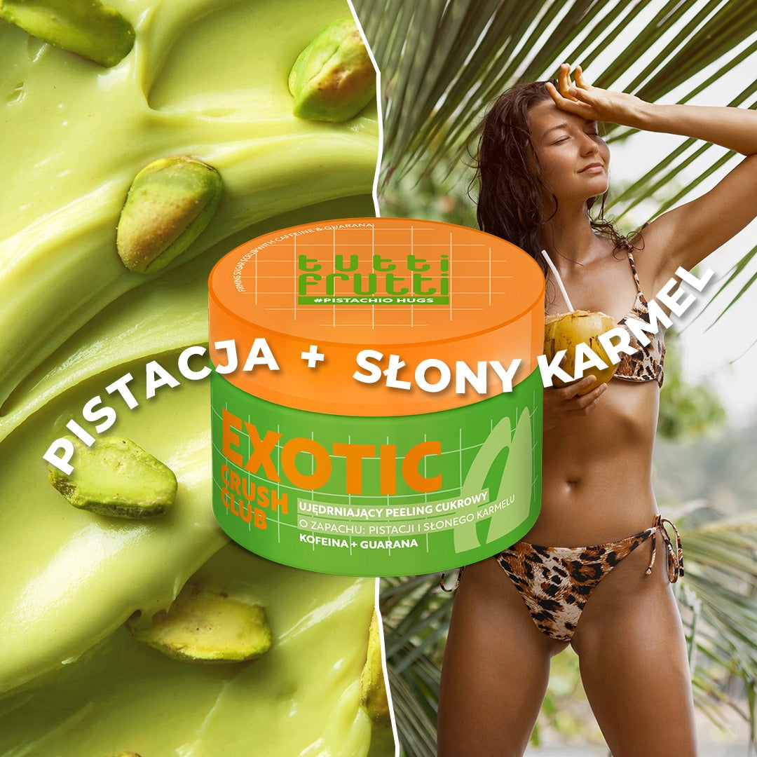 Farmona TUTTI FRUTTI PistachioHugs : gommage corporel fortifiant au sucre, à la caféine et au guarana, 300 g
