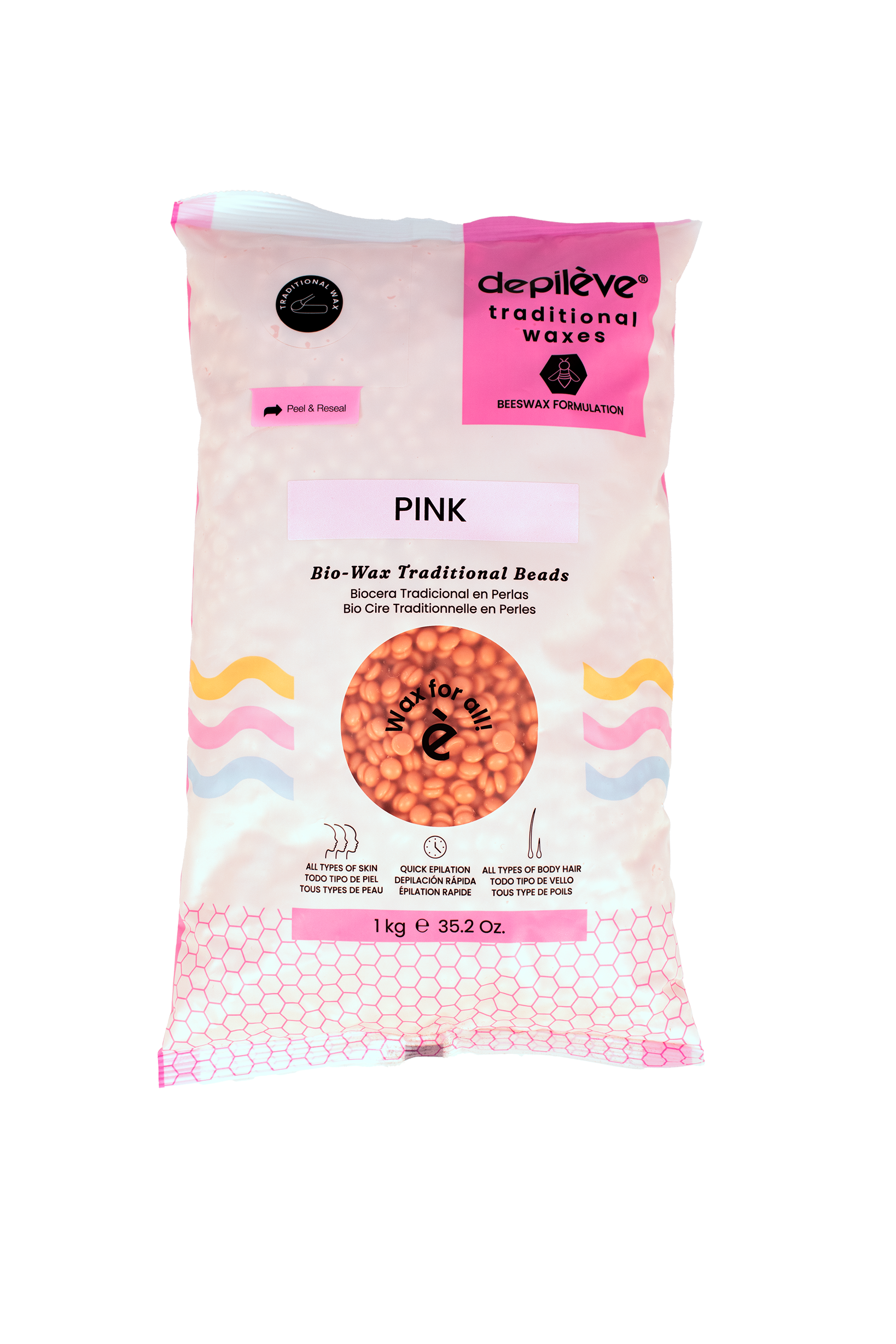 Depileve BIO BEES WAX PINK BEADS en granulés, 1 kg