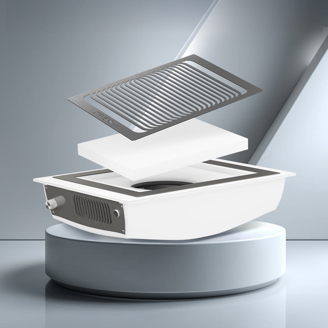 SheMax Smart V-PRO Blanc : aspirateur de poussière professionnel encastrable pour manucure